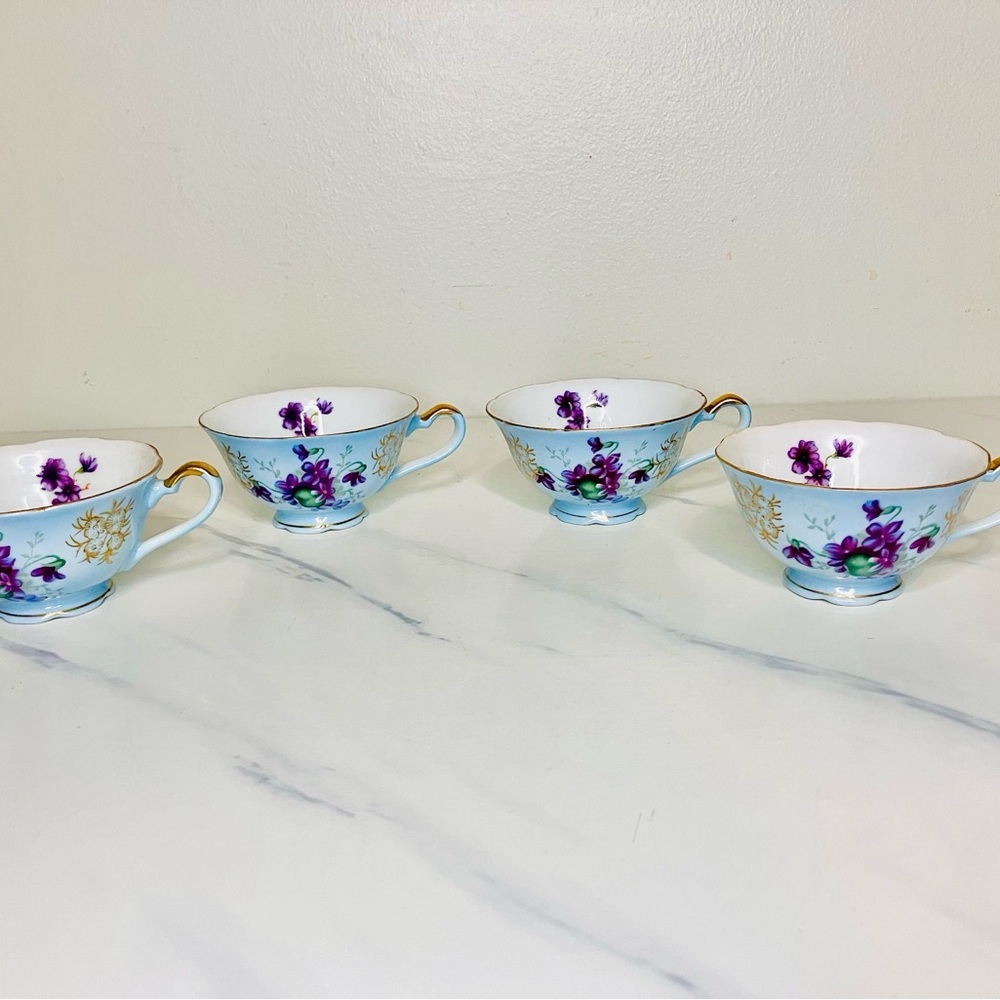 Lefton China Hand Painted Floral Teacup Set